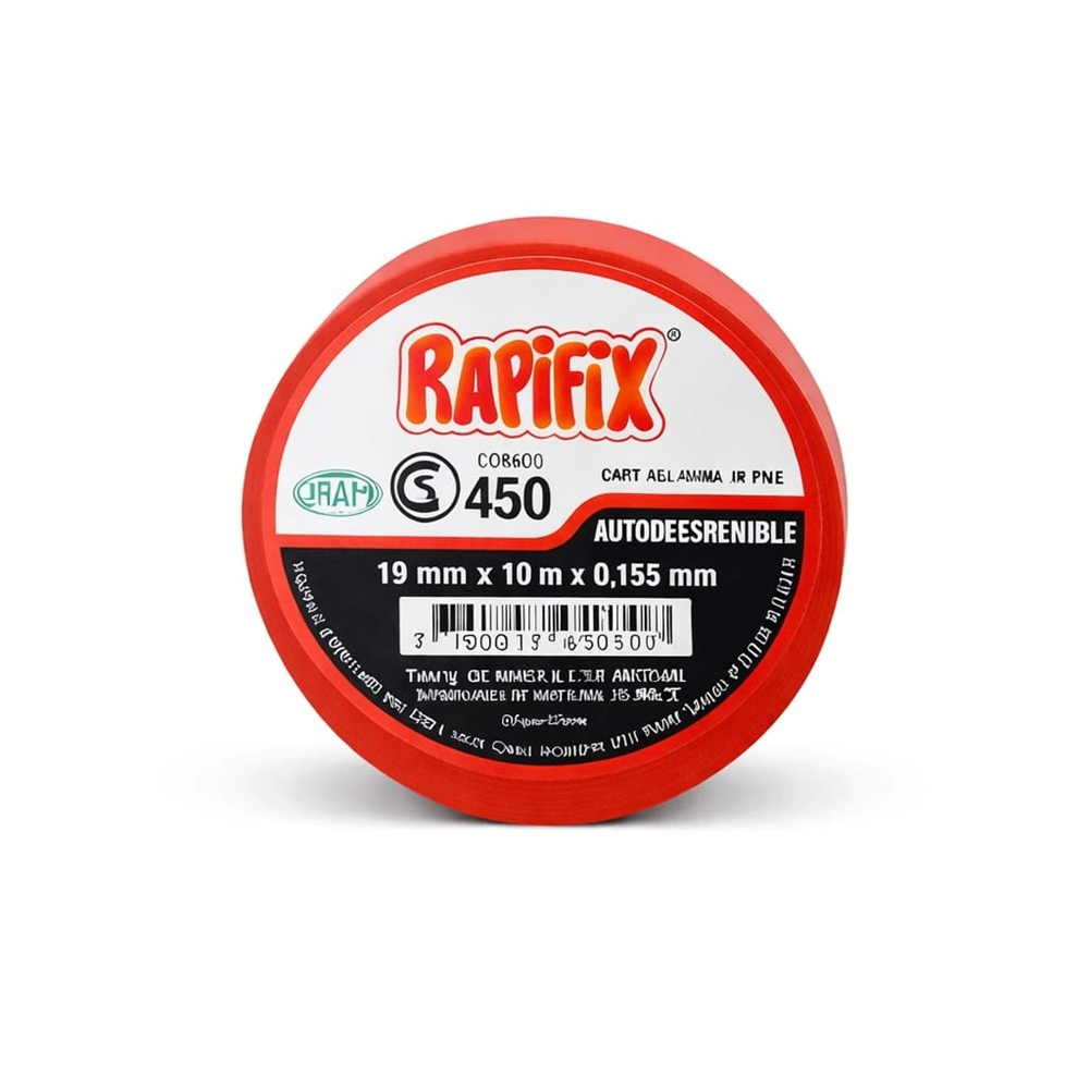 RAPIFIX N450 CINTA AISLADORA PVC ROJO 19MM X 10M
