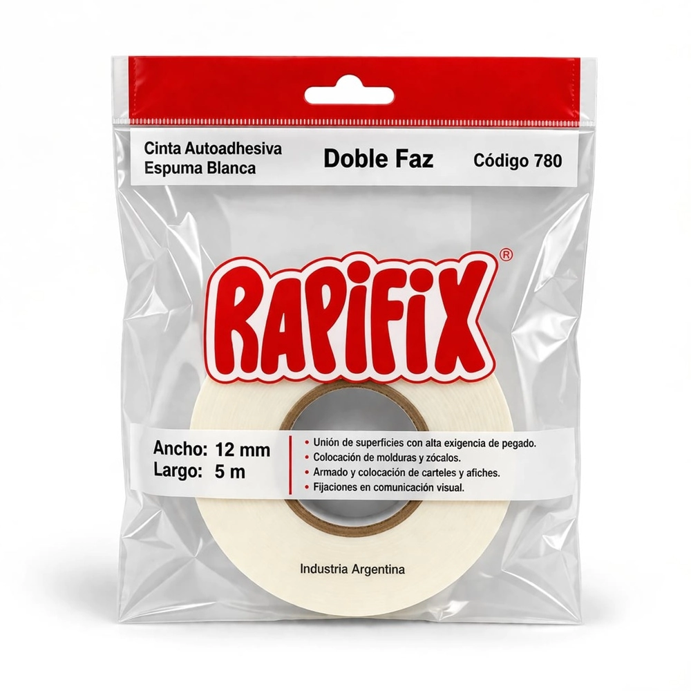 RAPIFIX N780 CINTA DOBLE FAZ  Espuma 12MM X 5 MT