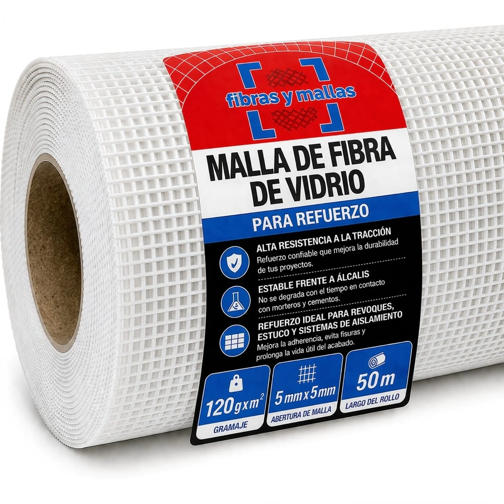 FIBRAS Y MALLAS-MALLA FIBRA DE VIDRIO 120 GR 5x5mm