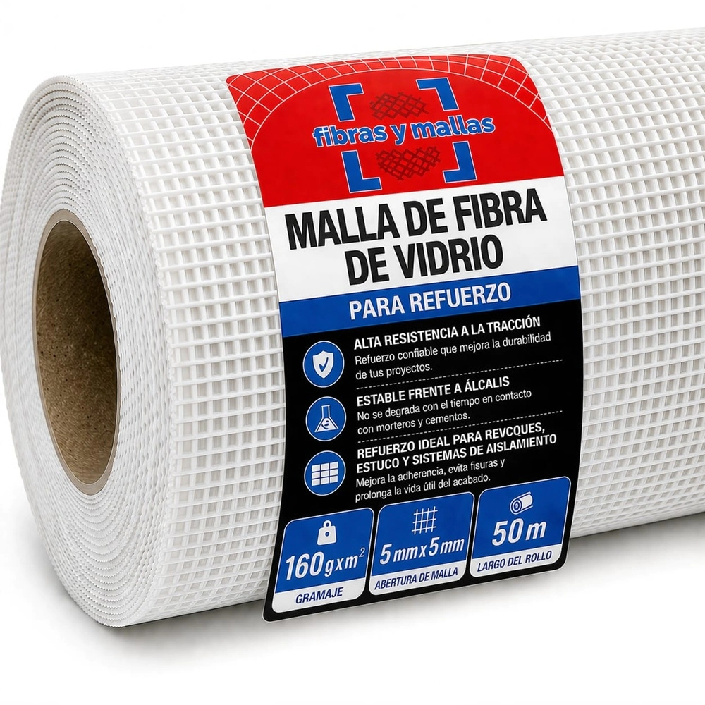 FIBRAS Y MALLAS-MALLA FIBRA DE VIDRIO 160 GR 5x5mm
