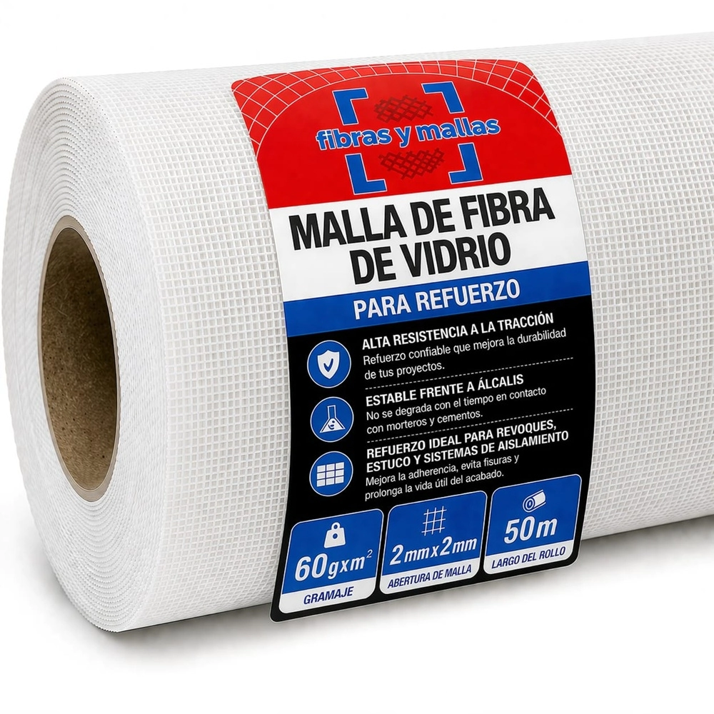 FIBRAS Y MALLAS-MALLA FIBRA DE VIDRIO 60 GR 2x2mm