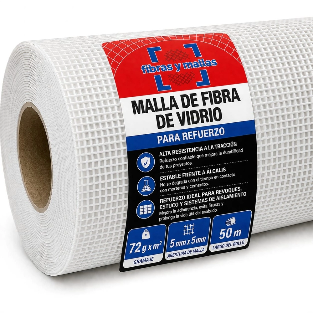 FIBRAS Y MALLAS-MALLA FIBRA DE VIDRIO 72 GR 5x5mm