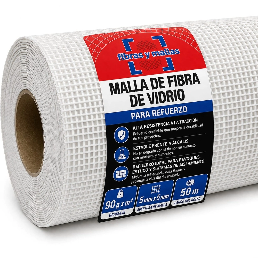 FIBRAS Y MALLAS-MALLA FIBRA DE VIDRIO 90 GR 5x5mm