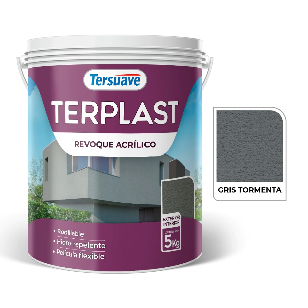 TERPLAST REVOQUE ACRILICO GRIS TORMENTA 5 KG