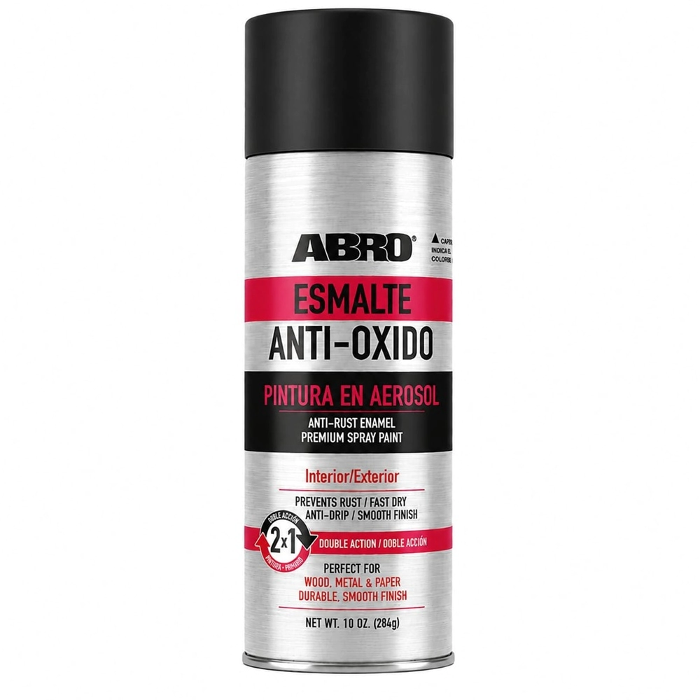 ABRO AEROSOL ANTIOXIDO 2 EN 1 NEGRO SATINADO 400 CC